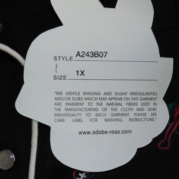 new ADOBE ROSE Shirt, 1X, Horse Embroidery, Snap Front, Black, Long sleeves - Picture 12 of 16